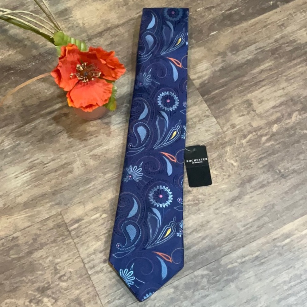 ROCHESTER Clotihng Blue tie with print